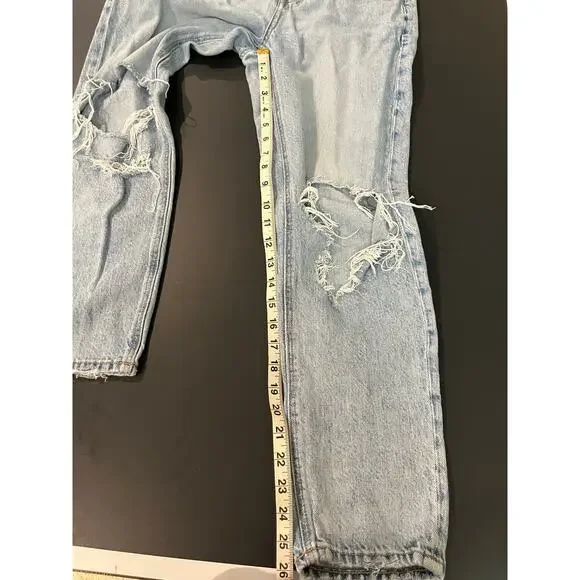 American Eagle Women's Size 0 Short Ripped Mom Jeans Light Blue Denim - Picture 8 of 11